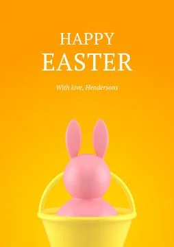 Happy Easter bunny bauble in basket holiday celebrate 3d greeting card design Stock Illustration