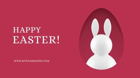 Happy Easter bunny chicken egg portrait 3d banner design template holiday r.. 스톡 일러스트