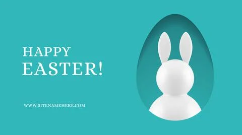 Happy Easter bunny chicken egg portrait 3d banner design template holiday c.. 스톡 일러스트