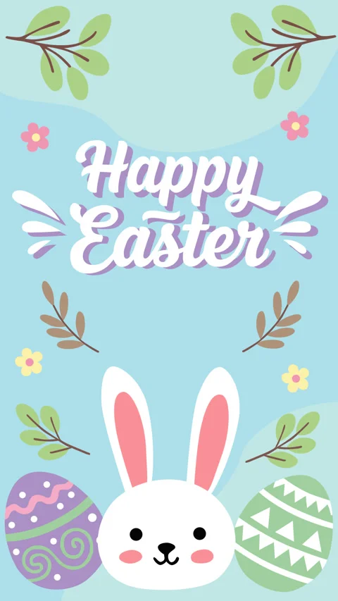 Happy Easter Bunny with Colorful Eggs Background Video stock 331609055