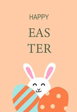 Happy easter bunny with colorful eggs Stock Illustration