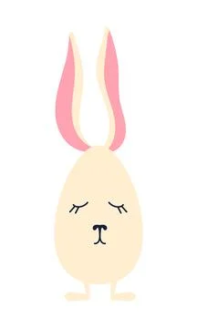 Happy Easter Bunny. A cute rabbit in egg shape with ears. Vector illustration Stock Illustration