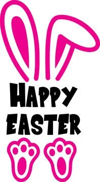 Happy Easter Bunny Ears and Paws Typography Design Stock Illustration