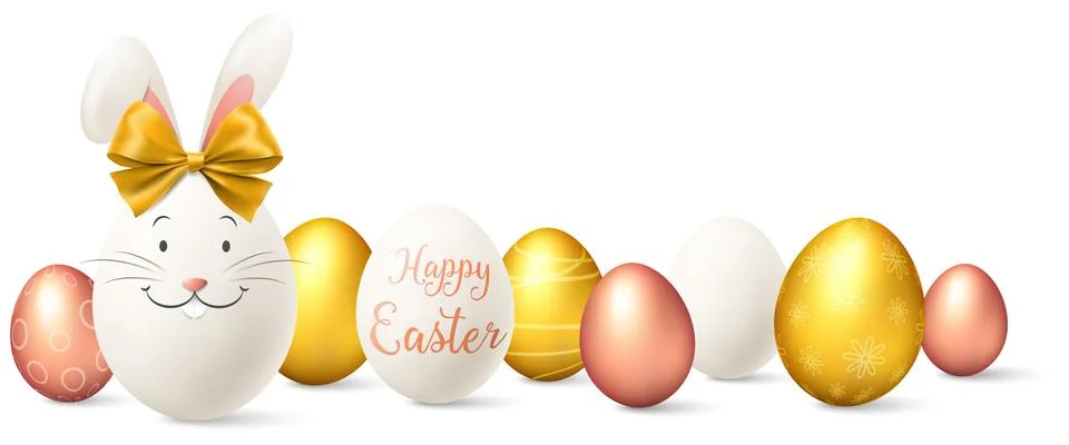 Happy easter bunny with easter eggs isolated vector 스톡 일러스트