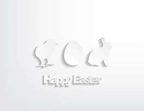 Happy easter with a bunny, egg and a chicken 스톡 일러스트