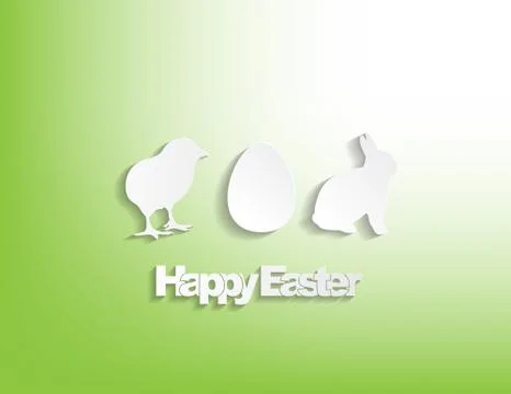 Happy easter with a bunny, egg and a chicken Stock Illustration