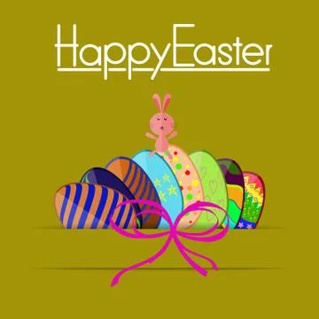 Happy easter bunny egg  card Vector gold Paper art design Stockillustratie