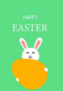 Happy easter bunny with egg - festive poster for holiday celebration イラスト素材