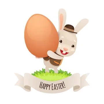 Happy easter bunny with egg Stock Illustration