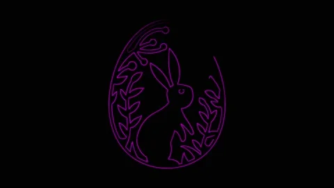 Happy Easter bunny in an egg seamless animation with neon lines. Video 4K Video stock 150222714
