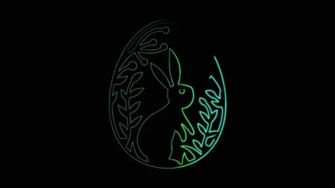 Happy Easter bunny in an egg seamless animation with neon lines. Video 4K Video stock 150222716