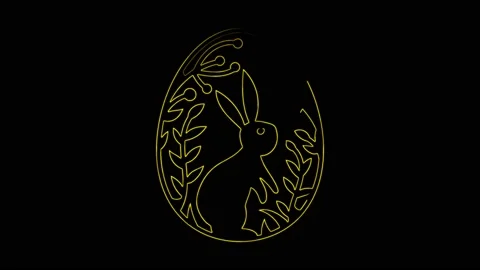 Happy Easter bunny in an egg seamless animation with neon lines. Video 4K Video stock 150222719