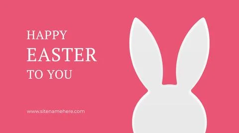 Happy Easter bunny head long ears white 3d bauble greeting banner design temp Stock Illustration