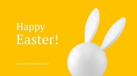 Happy Easter bunny head with long ears festive 3d banner design template re.. Stock Illustration