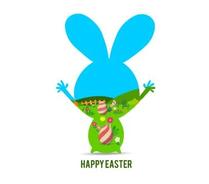 Happy easter with bunny Stock Illustration