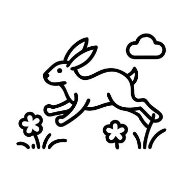 Happy Easter Bunny Jumping Over Colorful Spring Flowers Stock-Illustration