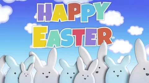 Happy Easter Bunny March Loop Video stock 60817556