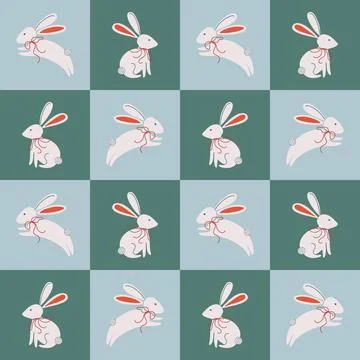 Happy Easter bunny pattern. Minimalistic geometric background. 스톡 일러스트