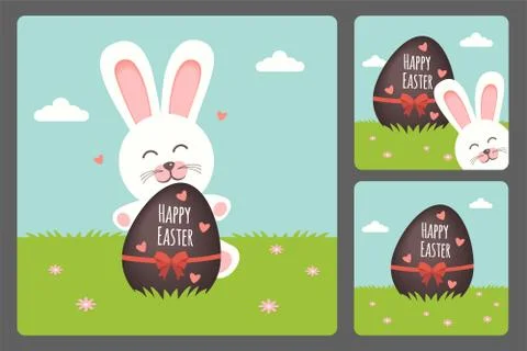 Happy Easter bunny set Stock Illustration