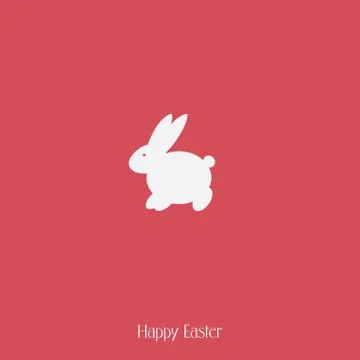 Happy Easter bunny silhouette on red background. Spring holiday template card Stock Illustration