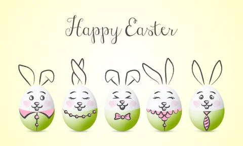 Happy easter bunny vector card background Stockillustratie