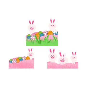 Happy Easter bunny vector design on a white background. Easter bunny design w イラスト素材