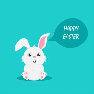Happy Easter Bunny Vector illustration. Cute Rabbit cartoon character. Stock Illustration