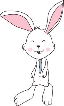 Happy Easter Bunny Vector illustration. Cute Rabbit cartoon character. Stock Illustration