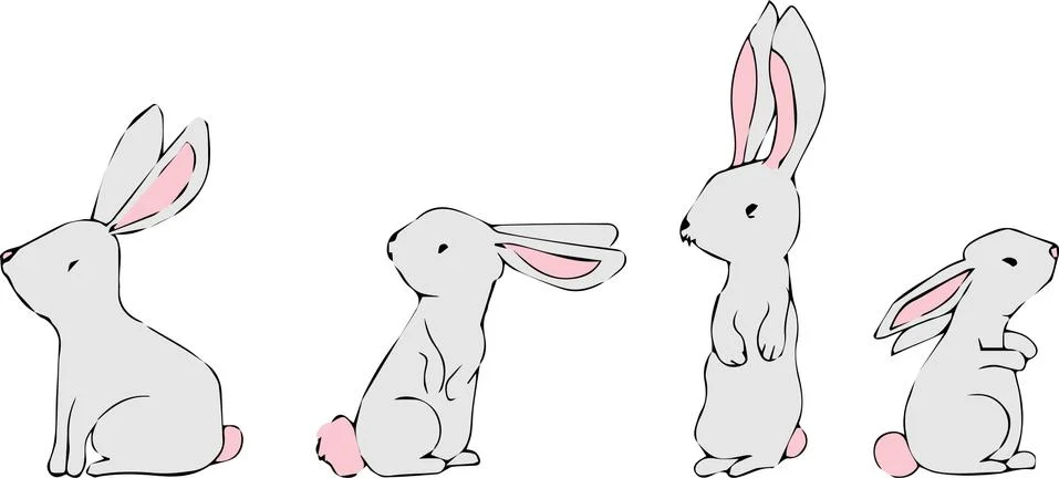 Happy Easter Bunny Vector illustration. Cute Rabbit cartoon character. Stock Illustration
