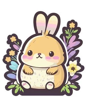 Happy Easter Bunny Vector illustration. Cute Rabbit cartoon character. Stock Illustration