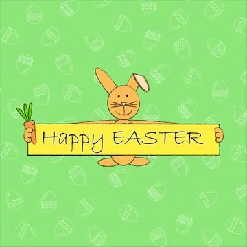 Happy easter bunny vector pattern with easter eggs. Stock Illustration