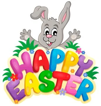 Happy easter bunny white background holiday multicolored illustration Stock Illustration