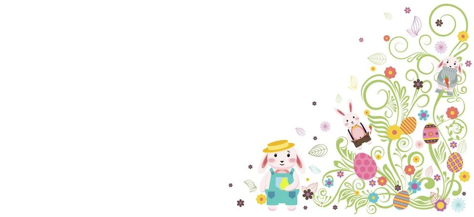 Happy Easter bunny white background Stock Illustration