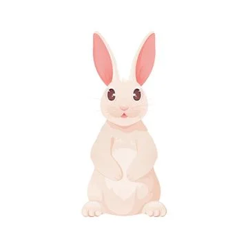 Happy Easter bunny white flat character cartoon Stock Illustration
