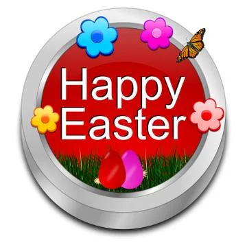 Happy Easter button – 3D illustration Stock Illustration