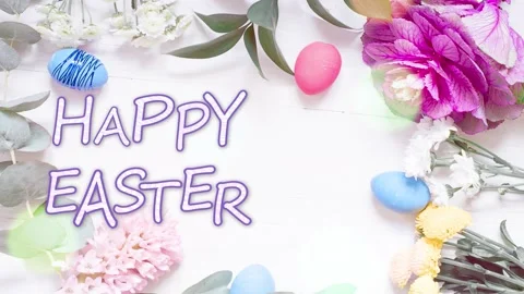 "Happy Easter" is a calligraphic inscription. Stock Footage 150090922