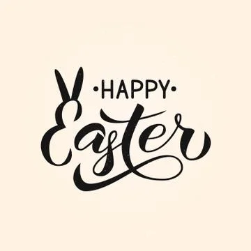 Happy Easter calligraphy hand lettering with bunny ears. Retro style shabby v Stock Illustration