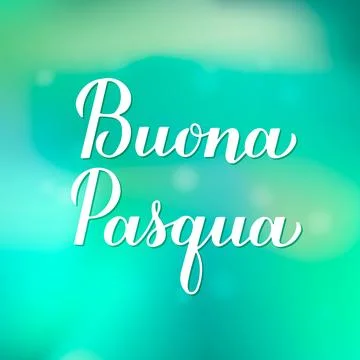 Happy Easter calligraphy hand lettering in Italian language on green gradie.. Stock Illustration