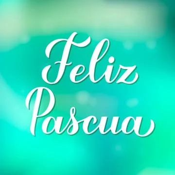 Happy Easter calligraphy hand lettering in Spanish language on green gradie.. Stock Illustration