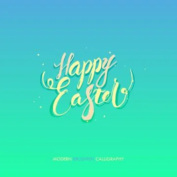 Happy Easter calligraphy  write with brush pen 스톡 일러스트