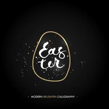 Happy Easter calligraphy write with brush pen Stock Illustration