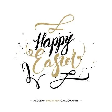 Happy Easter calligraphy write with brush pen Happy Easter calligraphy. Ha... Stock Photos