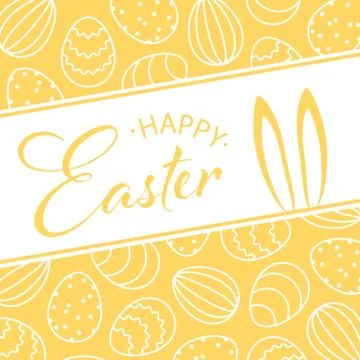 Happy easter card background with easter bunny ears and easter eggs Stock Illustration