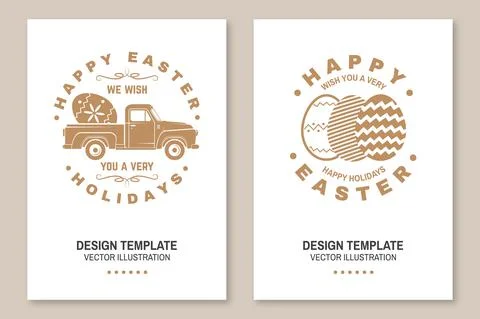 Happy Easter card, badge, logo, sign. Vector. Typography design with easter Stock Illustration