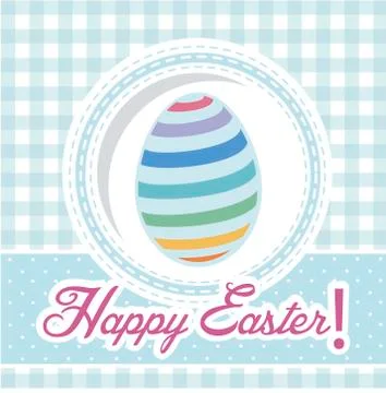 Happy easter card, blue background. vector illustration 库存插图