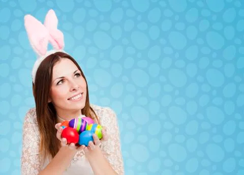 Happy Easter card blue Stock Photos