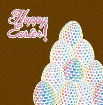 Happy easter card, brown background. vector illustration Stock Illustration