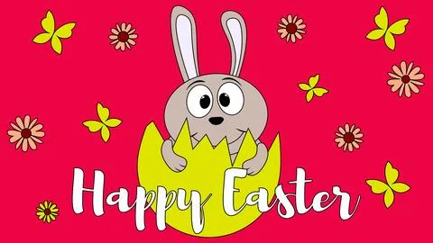 Happy Easter Card with Bunny and Flowers Stock Illustration