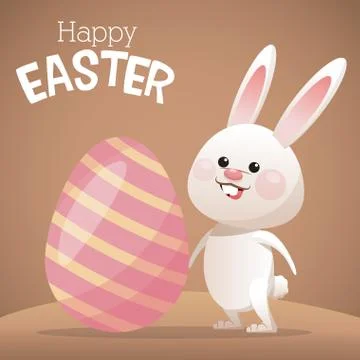 Happy easter card bunny big egg Stock Illustration