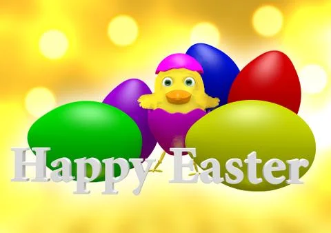 Happy Easter Card - chicken and eggs Stock Illustration